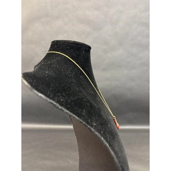 Ruby Red and Gold Tone Slippers Necklace - Picture 6 of 12